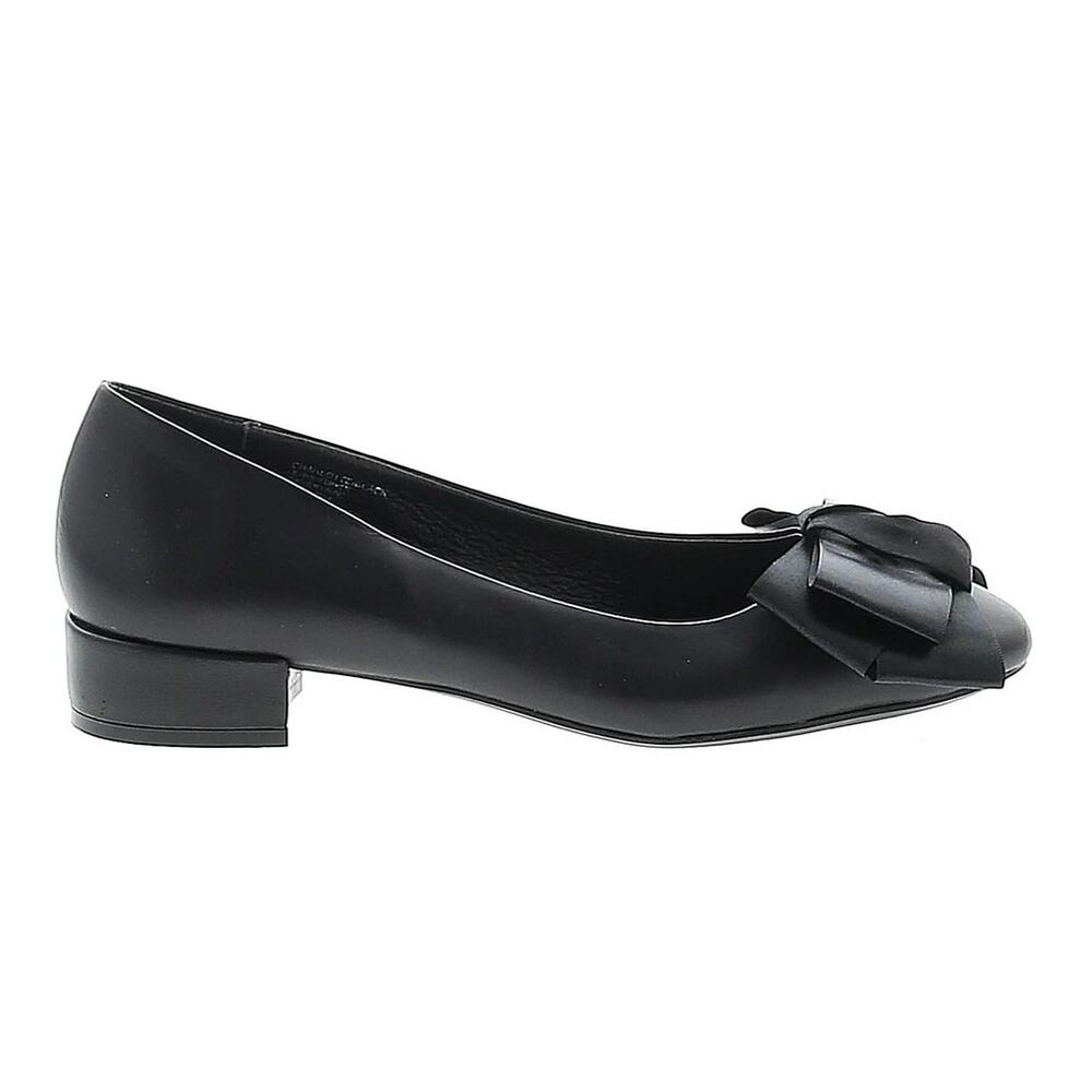 Charleston Shoe Co Ballet Flats Shoes Slip On Block Heels Leather Black Bows Bow